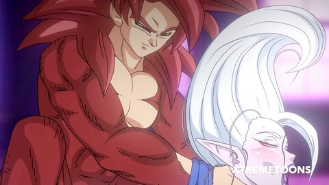 Goku SSJ4 si diverte con Arinsu in un fan art audace di Dragon Ball