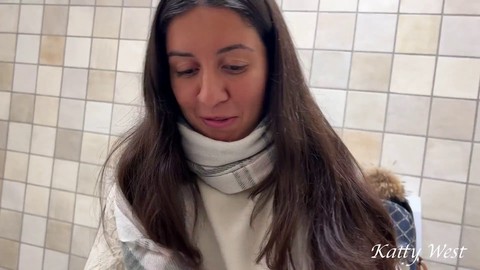 Public bathroom casting turns into a wild porn audition in a mall