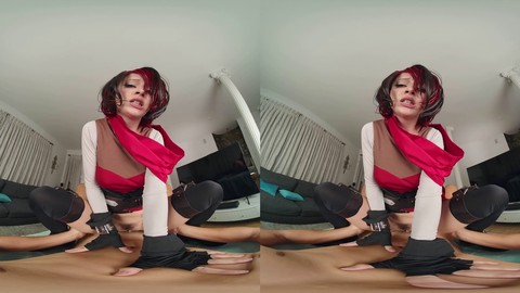 Busty redhead Maddy May cosplays as RWBY's Ruby for a virtual reality dick experience