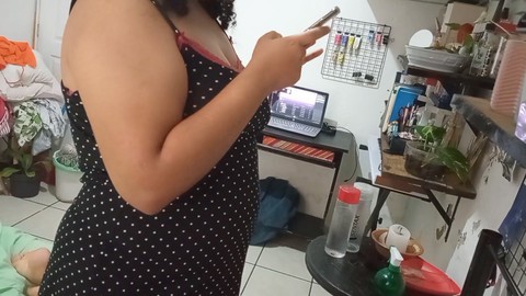 My sexy wife cleans the apartment in a revealing dress and panties