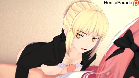 Saber Alter de Fate Grand Order recibe una intensa paliza en el hentai sin censura de FGO