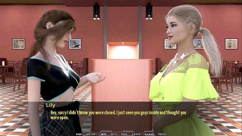 Restaurant, porn games, all hot