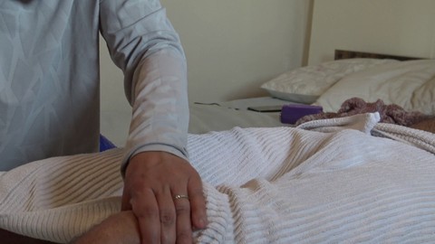 Granny handjob, erotic massage, orgasm