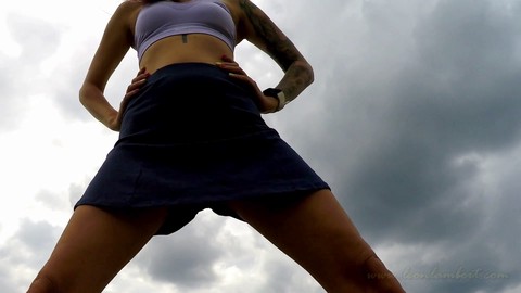 Cheeky Yoga Session in the Great Outdoors with Short Skirts and No Panties