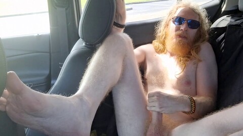 Bearded, barefoot, hairy twink